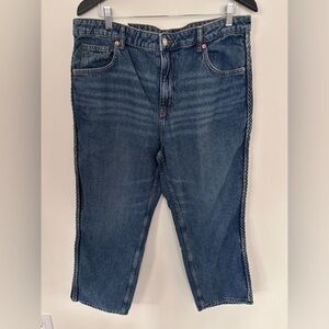 H&M Straight HR Braided Cropped Jeans | Sz 16 NWT